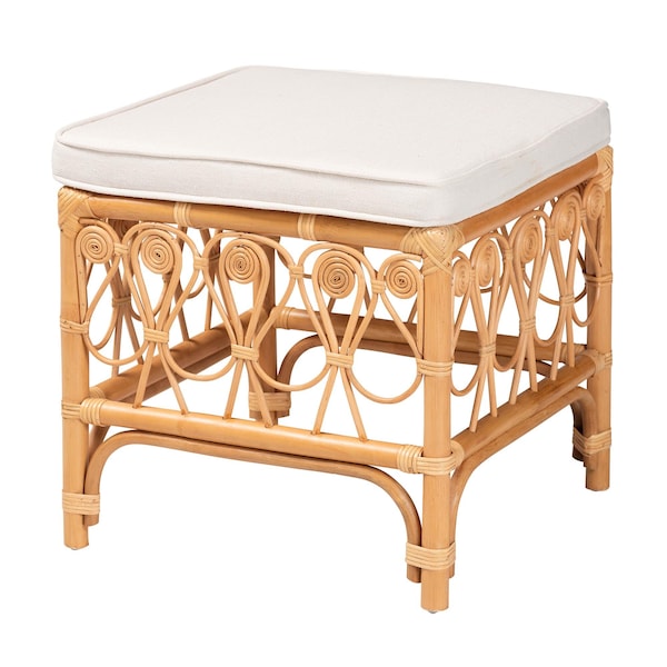 Bali & Pari Ibiza Modern bohemian Natural Brown Rattan Footstool 239-13580-ZORO - main